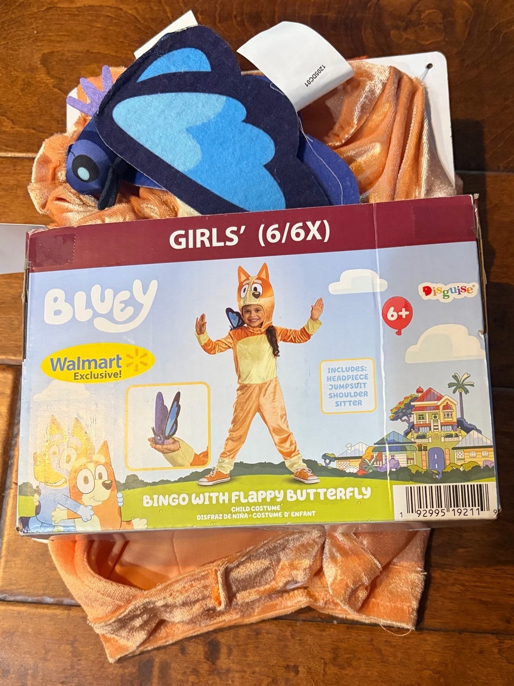 Bluey Bingo with Flappy Butterfly Costume - Orange & Blue New Girls’ (6/6X)